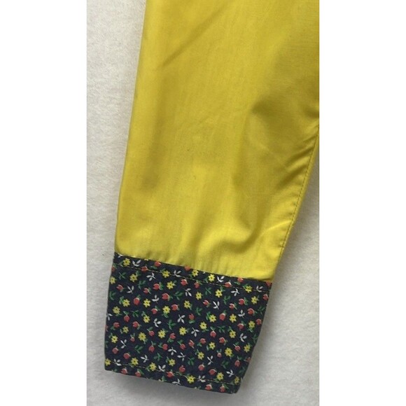 Vintage Retro Western Button Down Shirt Yellow Blue Ditzy Floral Single Stitch - Picture 4 of 12